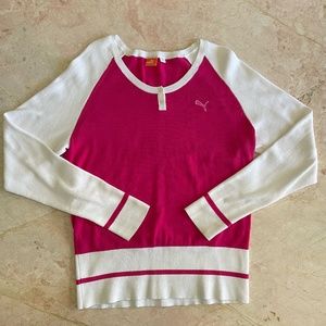 Vintage 90s Pink Puma Sweater | Y2K Crewneck | Long Sleeve Jumper